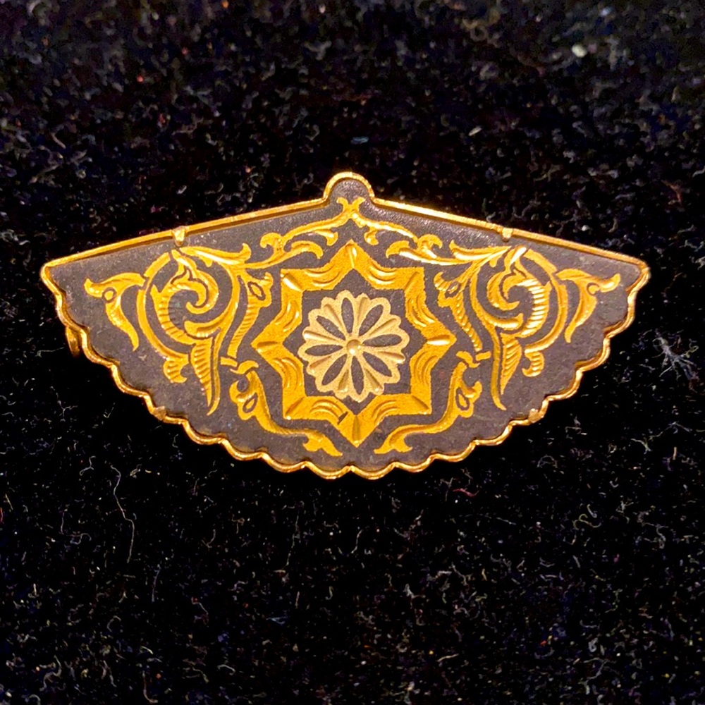 Damascene Fan Brooch